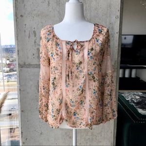 Princess Vera Wang Long Sleeve Sheer Boho Top S